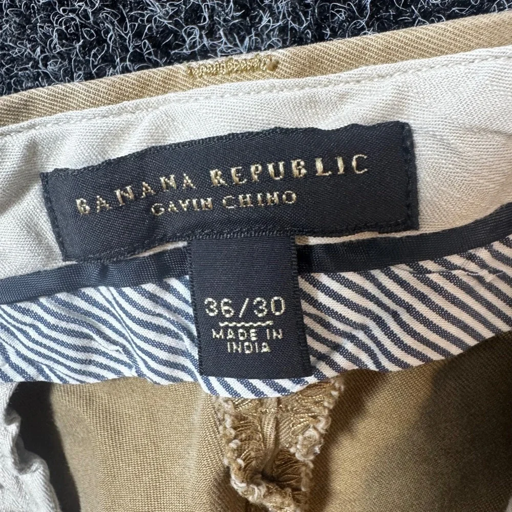 Banana Republic Gavin Chino Pants Mens 36x30 Khaki Tan Cotton Straight Leg